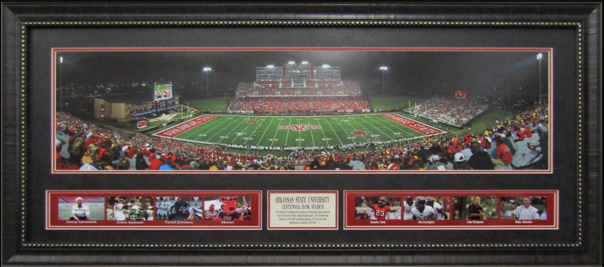 Arkansas State Red Wolves Centennial Bank Stadium Panoramic Framed Art 19" x 43" 9-Photograph Collage