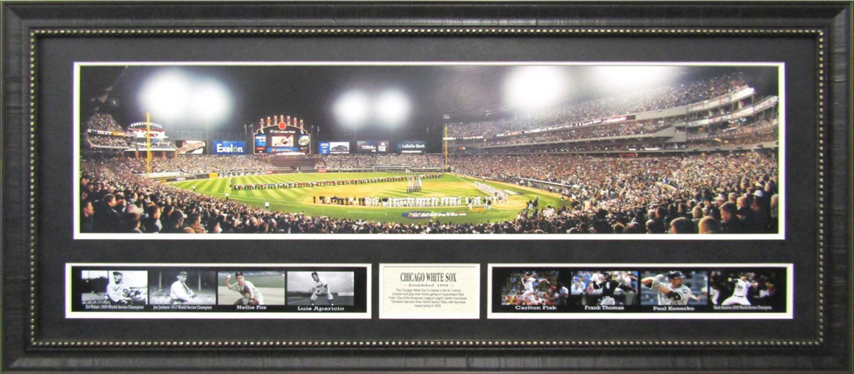 Chicago White Sox Guaranteed Rate Field Panoramic Framed Art 19" x 43" 9-Photograph Player & Team History Collage